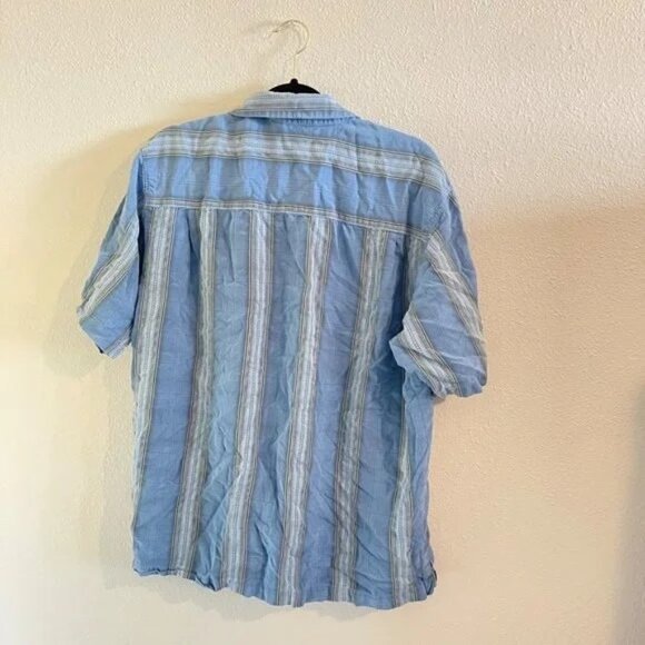 Tommy Bahama Blue Stripped‎ 100% Silk Button Down Vacation Men's Shirt - Picture 4 of 4